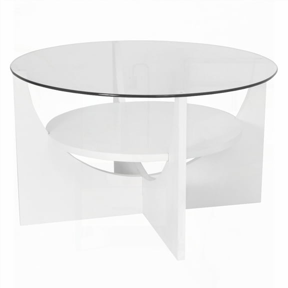 Contemporary U Shaped Coffee Table with Tempered Glass & Sturdy Wood Design by LumiSource