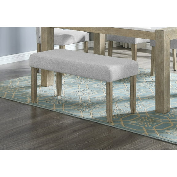 Contemporary Upholstered Dining Bench Beige Gray Finish 42"