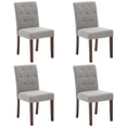 thumbnail image 1 of Contemporary Upholstered Dining Chairs Set of 2 - Button Tufted High Back, Soft Linen Fabric, Sturdy Wood Legs, Padded Seat, Easy Assembly - Grey - 2-Pack Linen | Grey, 1 of 8