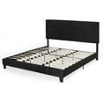 Contemporary Upholstered King Bed Platform, Black