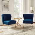 thumbnail image 1 of Contemporary Vanity Chair Upholstery Armless Accent Chair Metal Base Nailhead Trim Bedroom Set of 2 Navy, 1 of 7
