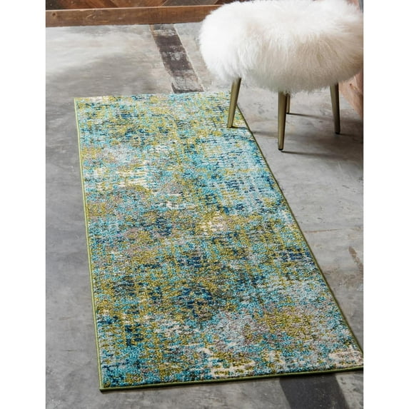 Contemporary Visby Collection Area Rug Blue Green - 2'7"x10'
