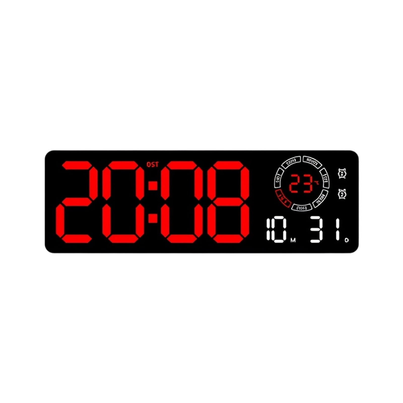 Contemporary Wall Mounted Digital Clock Brightness Adjustment Show Time ...