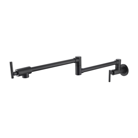 Contemporary Wall Mounted Pot Filler Kitchen Faucet – Swing Arm with Dual Joints Brushed Nickel