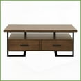 thumbnail image 1 of Contemporary Walnut & Rustic Black Coffee Table with 2 Dovetail Drawers for Living Room, Metal Framing, 1 of 6