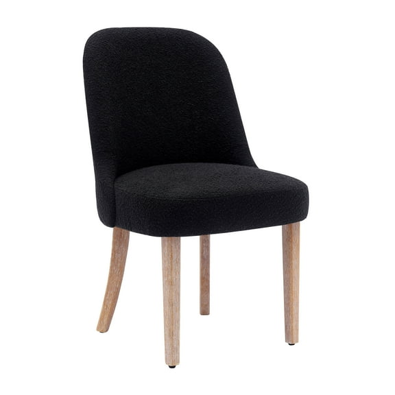 Contemporary Water and Stain Resistant Boucle Fabric Upholstered Dining Side Chair, Black