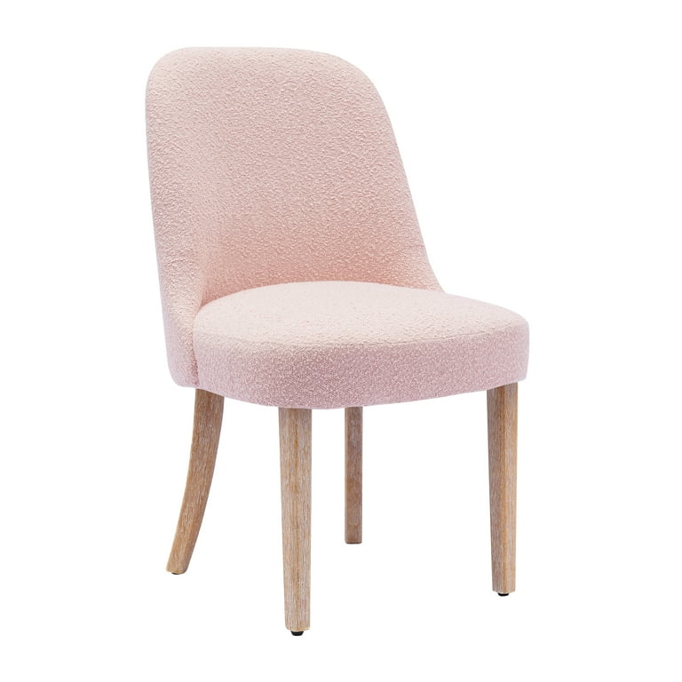 Contemporary Water and Stain Resistant Boucle Fabric Upholstered Dining Side Chair Dusty Peach