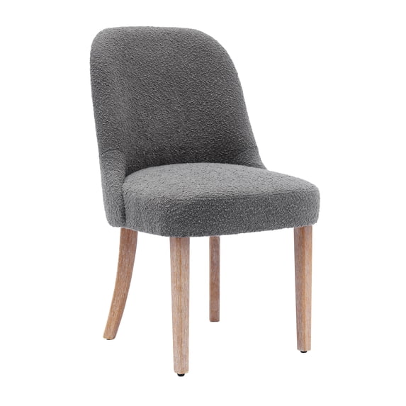 Contemporary Water and Stain Resistant Boucle Fabric Upholstered Dining Side Chair, Gray