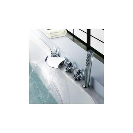 Contemporary Waterfall Tub WaterfallFaucet with Hand Shower (Glass Handles)