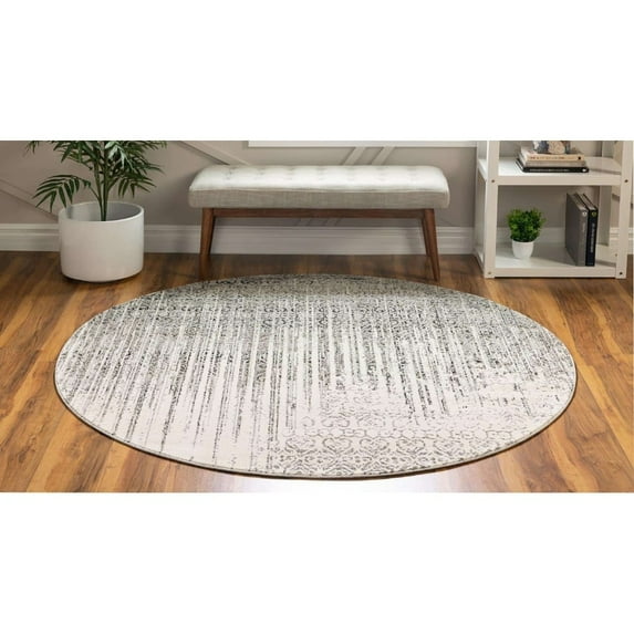 Contemporary Weby Collection Area Rug 4' Round - Gray