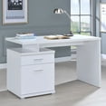 thumbnail image 1 of Contemporary White 47" Office Desk - 2-Drawer Computer Desk, Reversible Design, Wood, Modern Home Office Furniture for Workspace, White Finish, 1 of 12