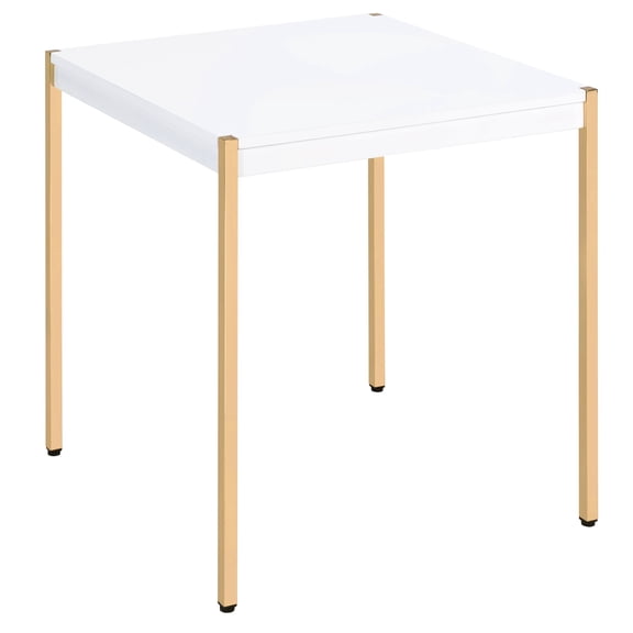 Contemporary White And Gold End Table, Ideal For Display Purposes Chic Living Room Square Table In Gold, Modern Flair