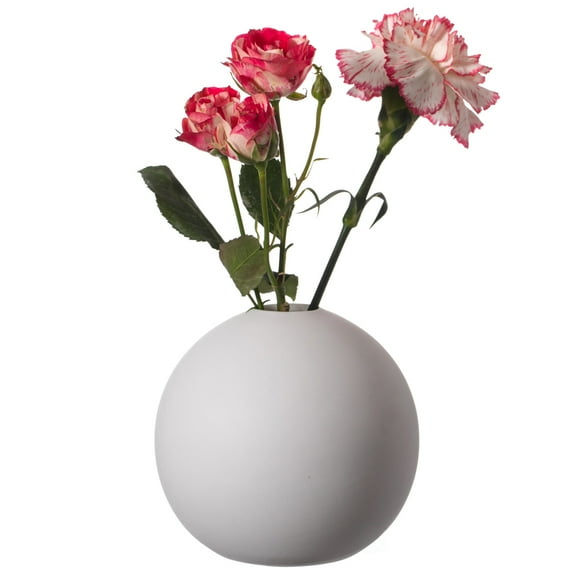 Contemporary White Ceramic Unique Circle Shaped Table Vase Flower Holder
