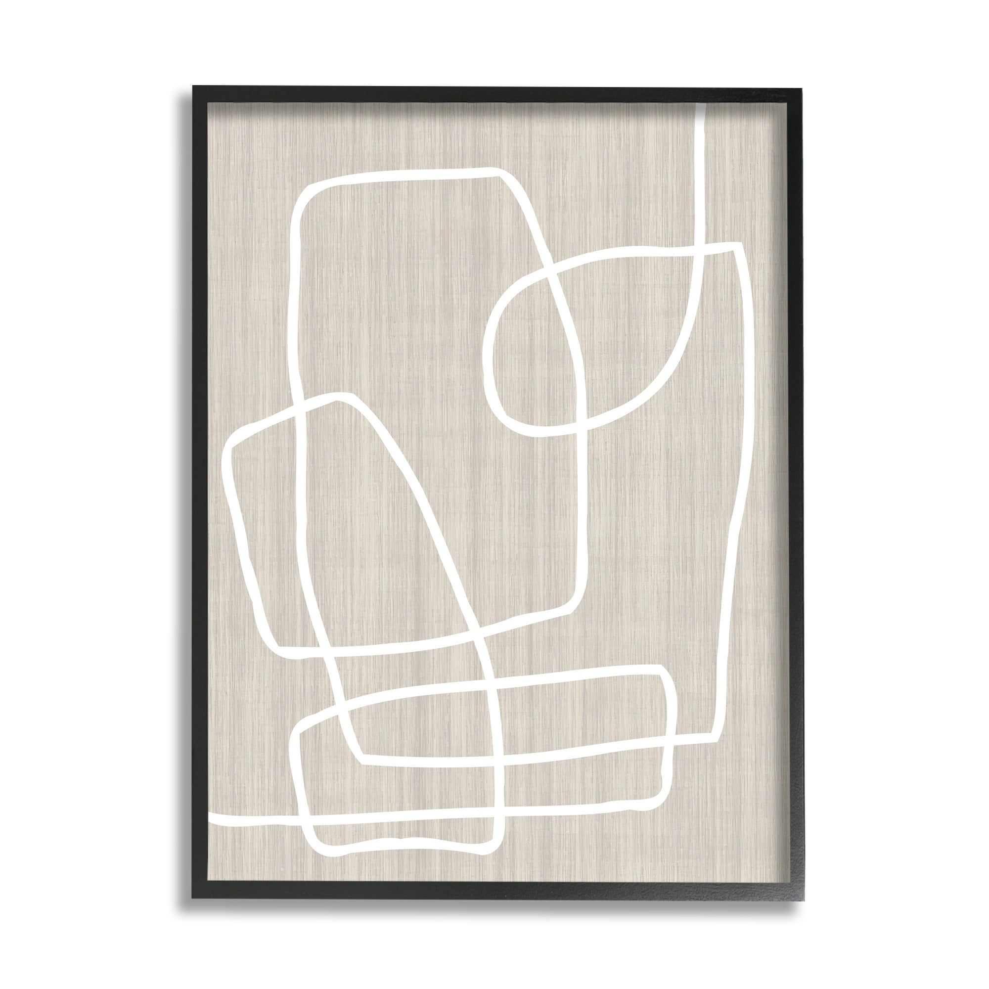 Contemporary White Line Shapes Minimal Grain Design Abstract Graphic Art Framed Art Print Wall Art