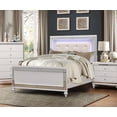 thumbnail image 1 of Contemporary White Metallic Finish Queen Bed 1pc Button-Tufted LED Headboard Faux Alligator Embossed Textural Panels, 1 of 4