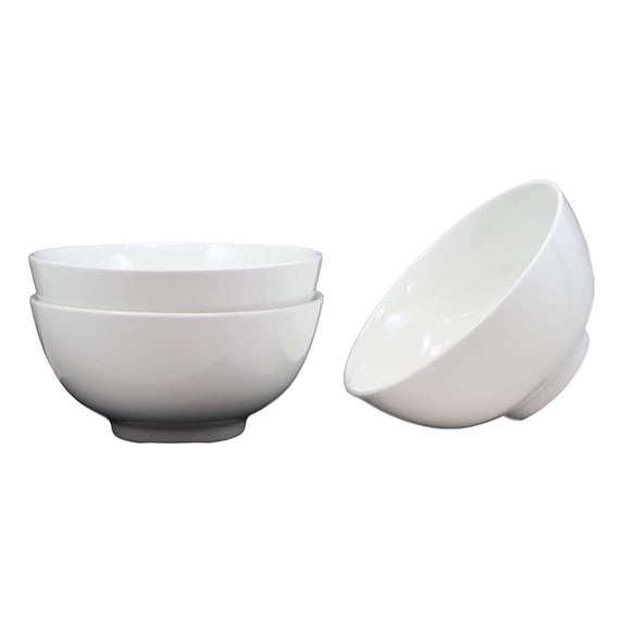 Contemporary White Porcelain Large Ramen Pho Udon Soup Bowls 48oz 8.25"D (Set 3)