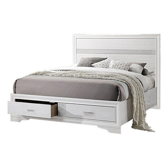 Contemporary White Queen Storage Bed (Queen: 83.75 in. L x 63.5 in. W x 50.25 in. H)