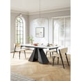 thumbnail image 1 of Contemporary White Rectangular Extendable Stone Dining Table with Black Base, 1 of 7
