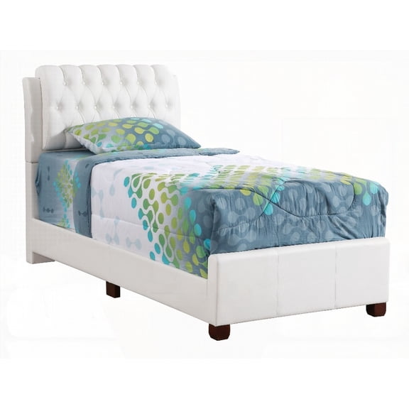 Contemporary White Twin Bed - 48"H, 41"W, 83"D for Sturdy and Durable Use