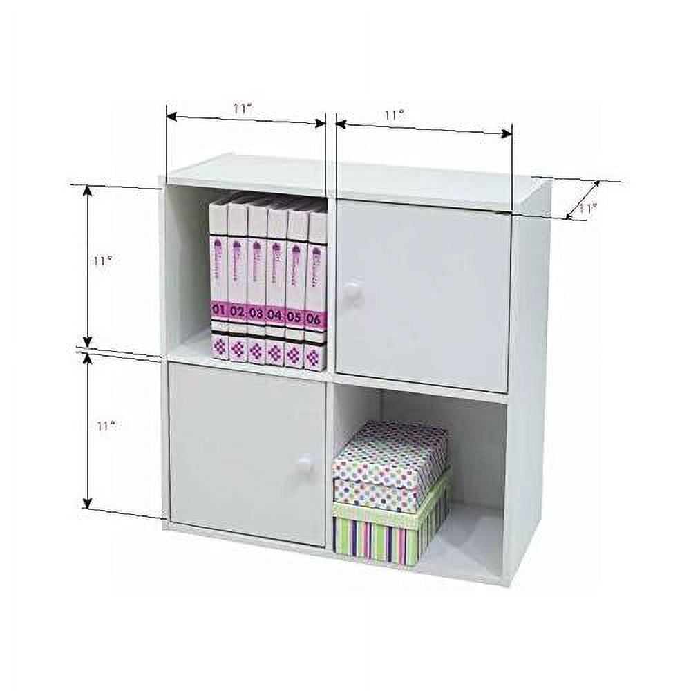 Contemporary White Wood Darrin 2 Open Cube Shelves & 2 Bookcase
