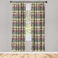 thumbnail image 1 of Contemporary Window Curtains, Lace Like Aged Motif Geometric Shapes Abstract Style of Illustration, Lightweight Decor 2-Panel Set with Rod Pocket, Pair of - 28"x95", Dark Magenta Brown, by Ambesonne, 1 of 3