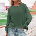 thumbnail image 1 of Contemporary Women's Fashion Plus Size European And American Women's Solid Color Loose Long Sleeved Round Neck Sweatshirt Long Sleeved V-neck Top/shirt, 1 of 8