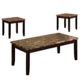 thumbnail image 1 of Contemporary Wood and Marble 3 Piece Cocktail Table Set, Brown, 1 of 5