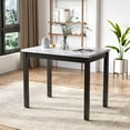 thumbnail image 1 of Contemporary Wooden Faux Marble Dining Table,Counter Height Dining Table,Heavy Duty Office Table Writing Desk for Living Room Dining Room,Easy to Clean,Faux Marble White Top+Black Legs, 1 of 7