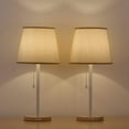 thumbnail image 1 of Contemporary Wooden Pull Chain White Table Reading Lamp, Set of 2, 1 of 7