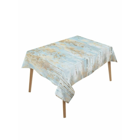 Contemporary Yellow Blue Tree Table Cloth, Abstract Art Oil Paiting Waterproof Tablecloth for Rectangle Tables, Reusable Washable Fabric Table Cover for Restaurant Kitchen Dining Tables 60"x84"