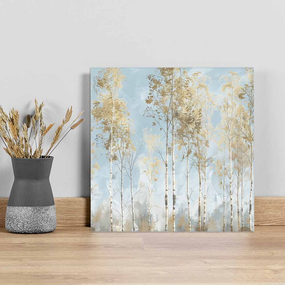 Contemporary Yellow Blue Tree Wall Art Painting on Canvas, Abstract Art ...