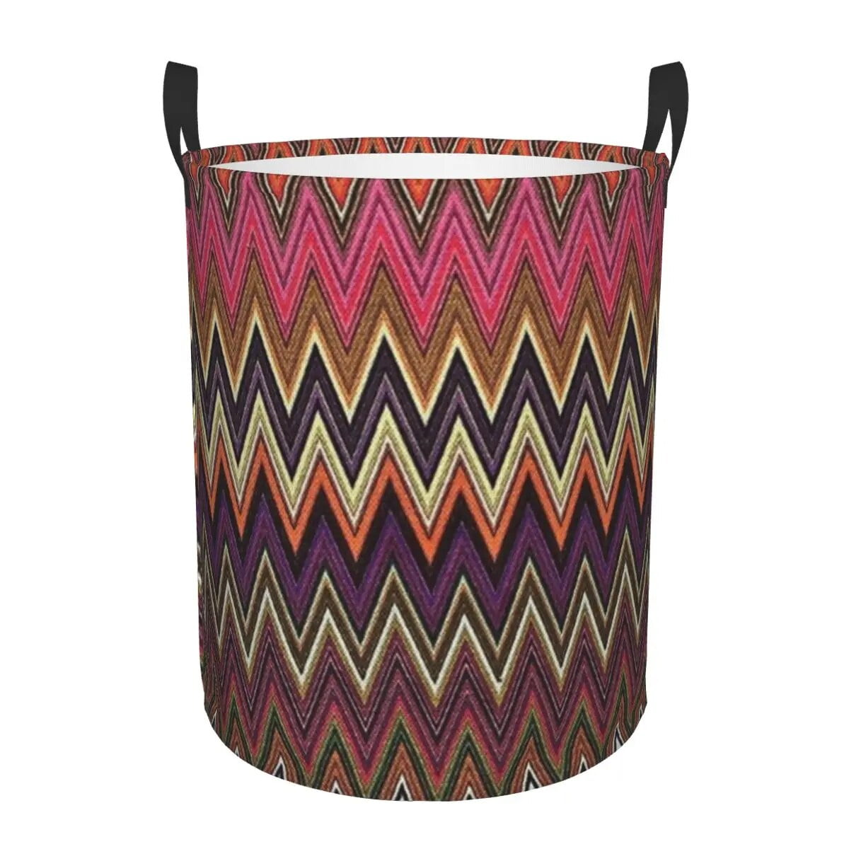 Contemporary Zig Zag Laundry Basket Collapsible Boho Chic Camouflage