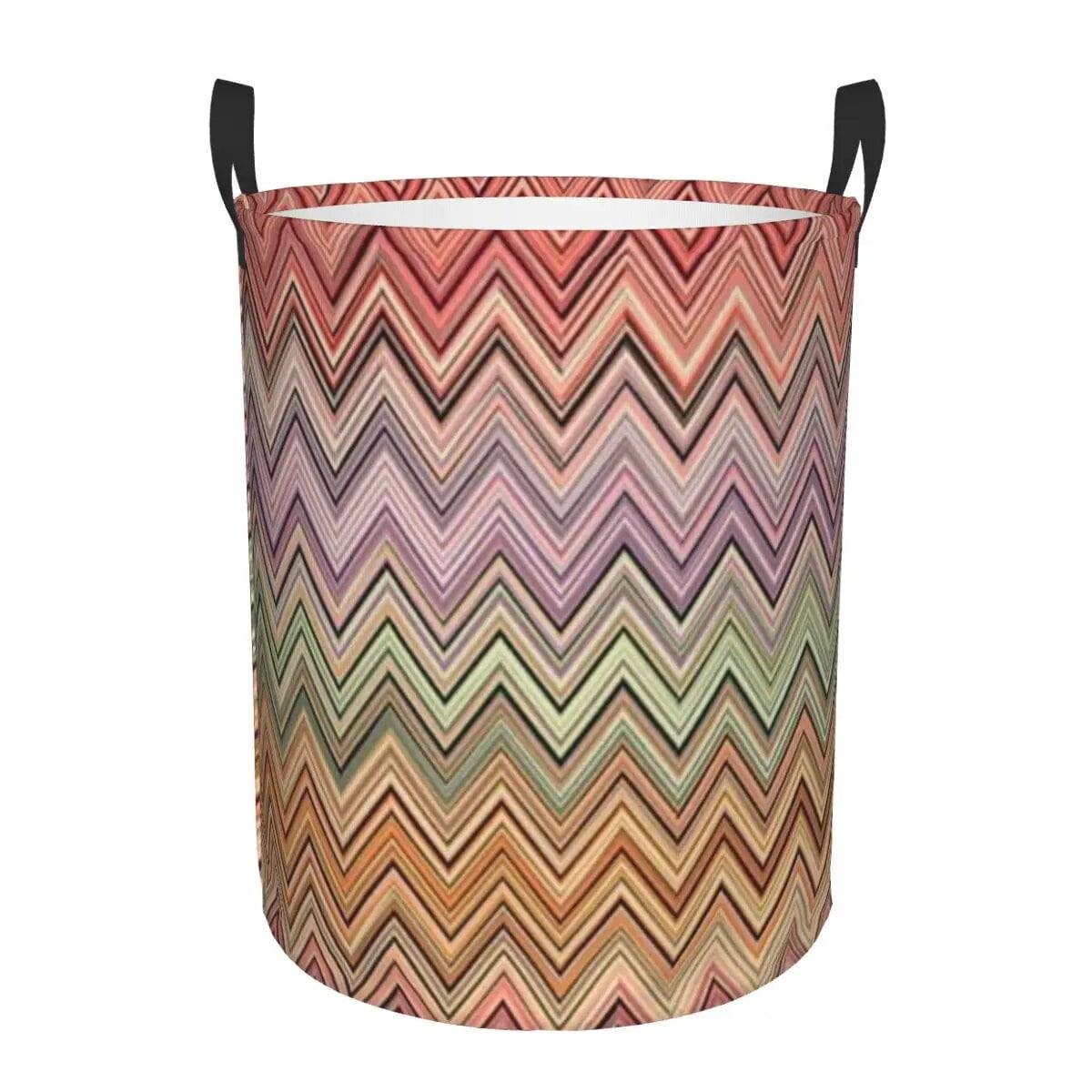 Contemporary Zig Zag Laundry Basket Collapsible Boho Chic Camouflage