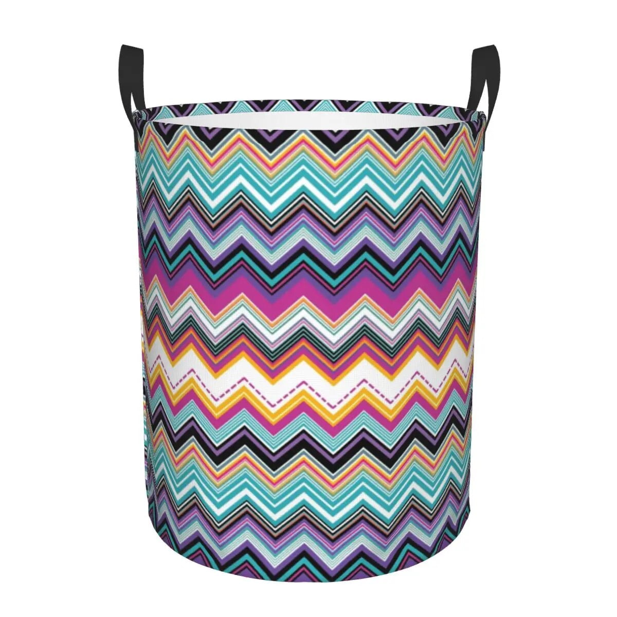Contemporary Zig Zag Laundry Basket Collapsible Boho Chic Camouflage