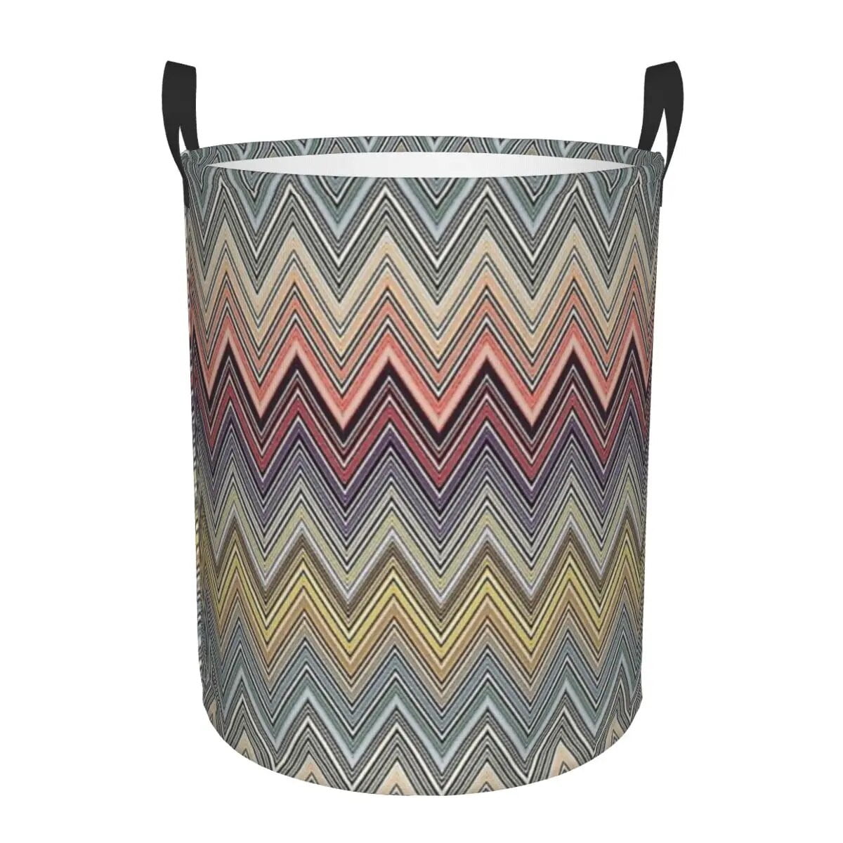 Contemporary Zig Zag Laundry Basket Collapsible Boho Chic Camouflage