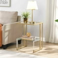 thumbnail image 1 of Contemporary and Sturdy - Golden 2 - Tier Acrylic Glass End Table for Relaxing in Living Room, 1 of 5