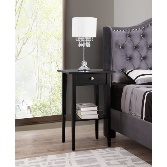 Contemporary black nightstand in compact size / Durable for everyday bedside use