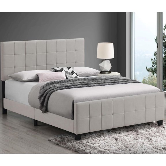 Contemporary queen panel bed with grid tufted headboard - A focal point for the bedroom