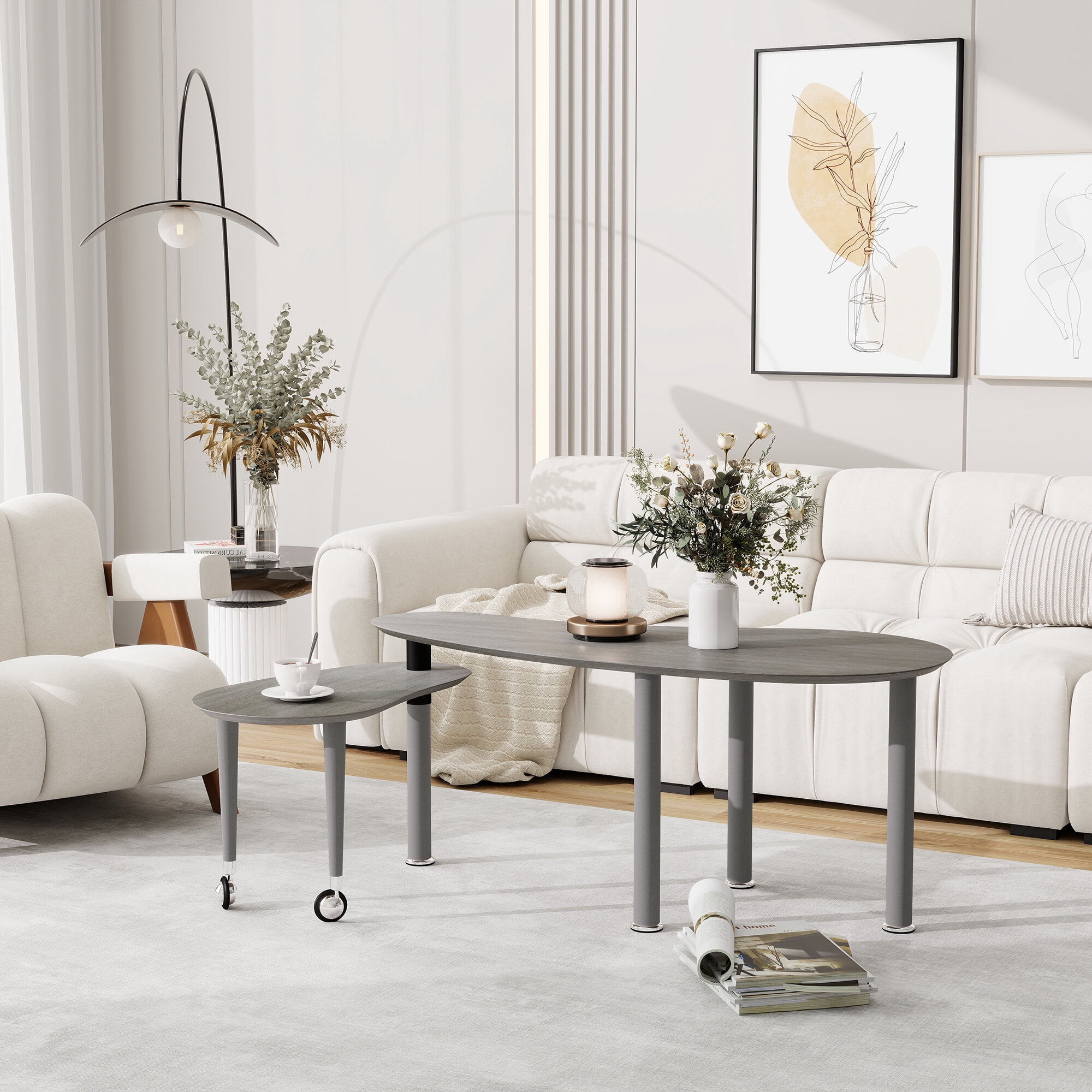 Rotating Modern Table Contemporary rotatable cocktail table with solid rubber wood legs, 360 ...