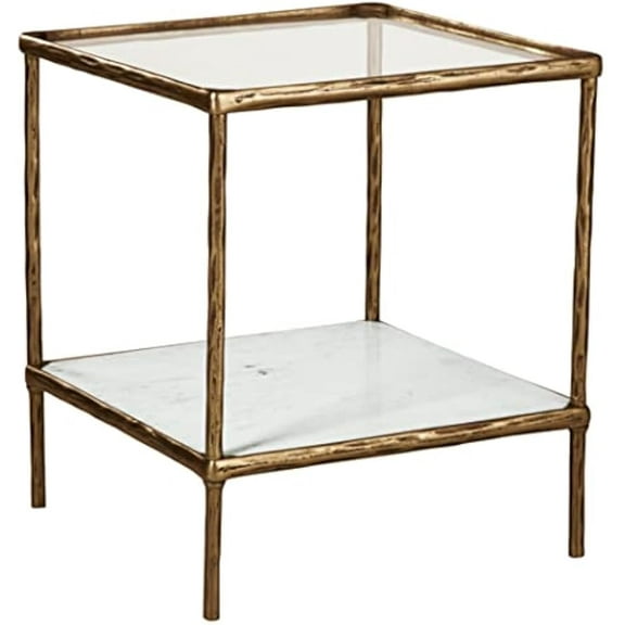 Contemporary side table with antique brass finish