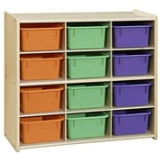 Contender C16123AP COO2Z Baltic Birch 12-Cubby Storage Unit with Assorted Pastel Trays - RTA