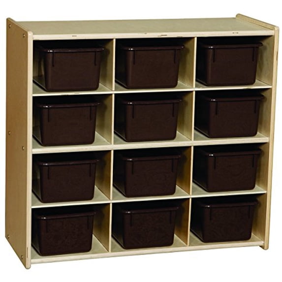 Contender C16122F Baltic Birch 12-Cubby Storage Unit w/Chocolate Tubs-Assembled