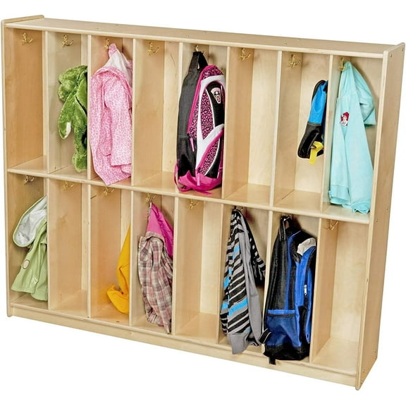Contender 16 Section Classroom Coat Locker with Backpack Hanger, Dual Hooks, for Cubby Coat Rack, for Office, School, Kindergarten, Day Care [Comes Fully Assembled]