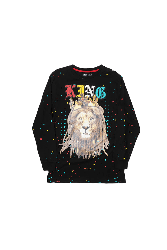 Contender Black Long Sleeve Shirt King Lion Crown Graphic Streetwear Tee Size 5X