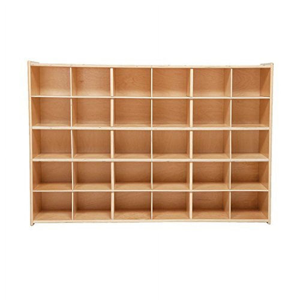 Natural Wood 30-Cubby Kids Storage Organizer