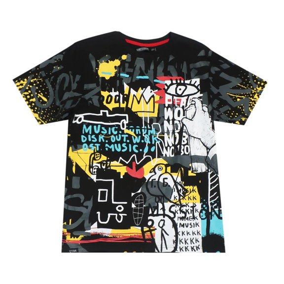 Contender CTDR Streetwear Men's T-Shirt Graffiti Print Short Sleeve Tee (Large, Black)