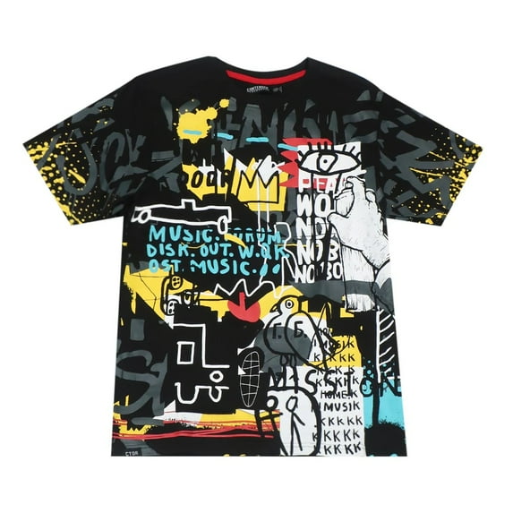 Contender CTDR Streetwear Men's T-Shirt Graffiti Print Short Sleeve Tee (Medium, Black)