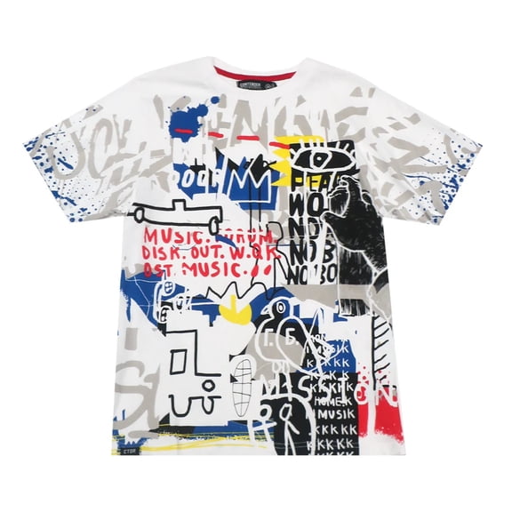 Contender CTDR Streetwear Men's T-Shirt Graffiti Print Short Sleeve Tee (Medium, White)