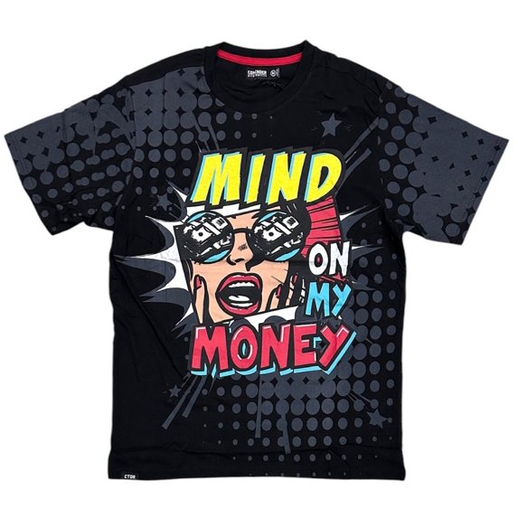 Contender CTDR Streetwear Men's T-Shirt Mind On My Money Comic Short Sleeve Tee (Medium, Black)