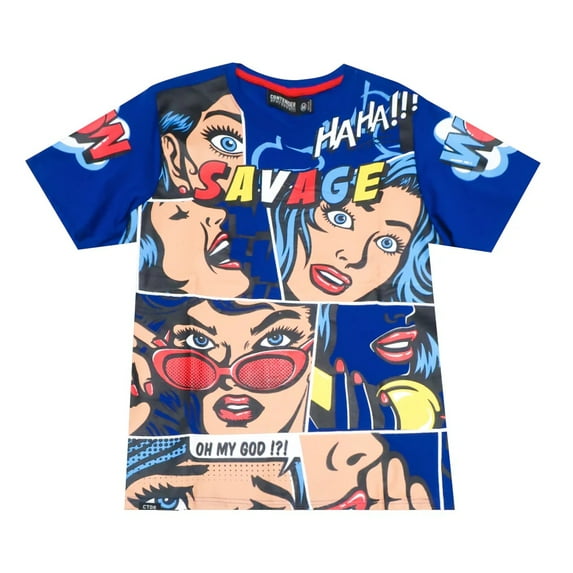 Contender CTDR Streetwear Men's T-Shirt Savage Comic Pop Art Short Sleeve Tee (XX-Large, Royal)